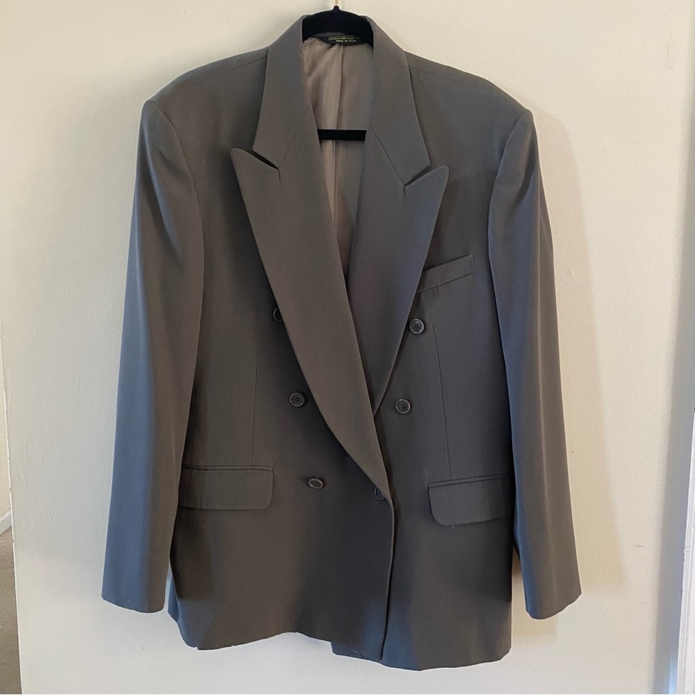 Vintage Fenzia Green Suit No Size See Measurements / Pants Have Cuffs & Pockets
